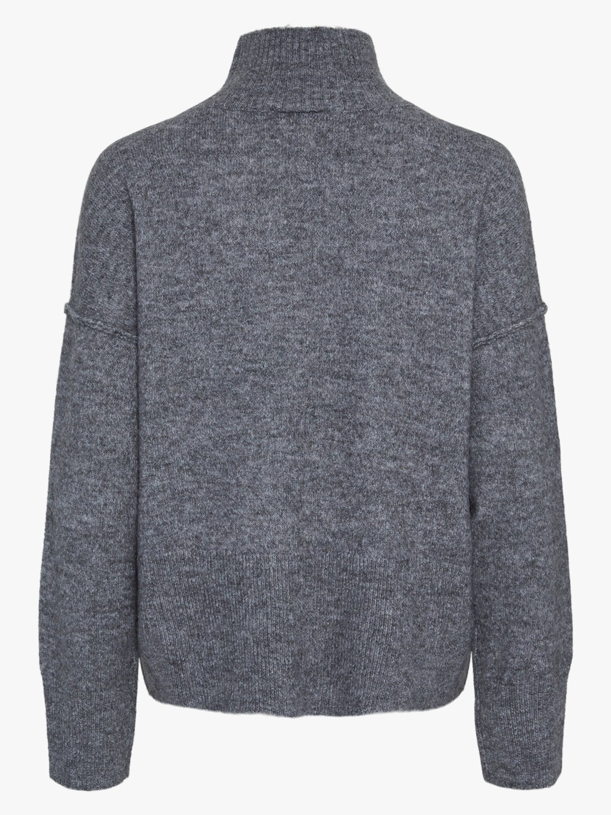 Y.A.S Balis Long Sleeve High Neck Knit Medium Grey Melange