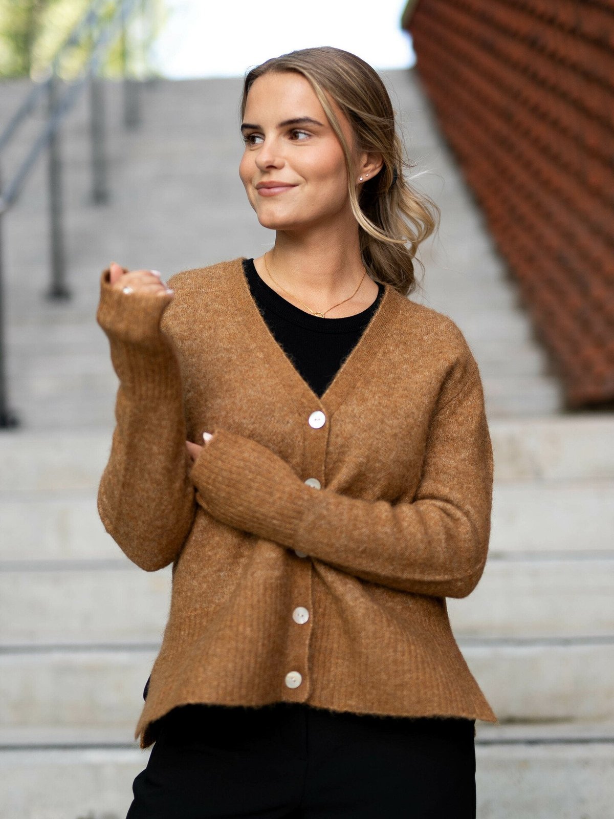 Y.A.S Nello Long Sleeve Knit Cardigan Rubber Melange