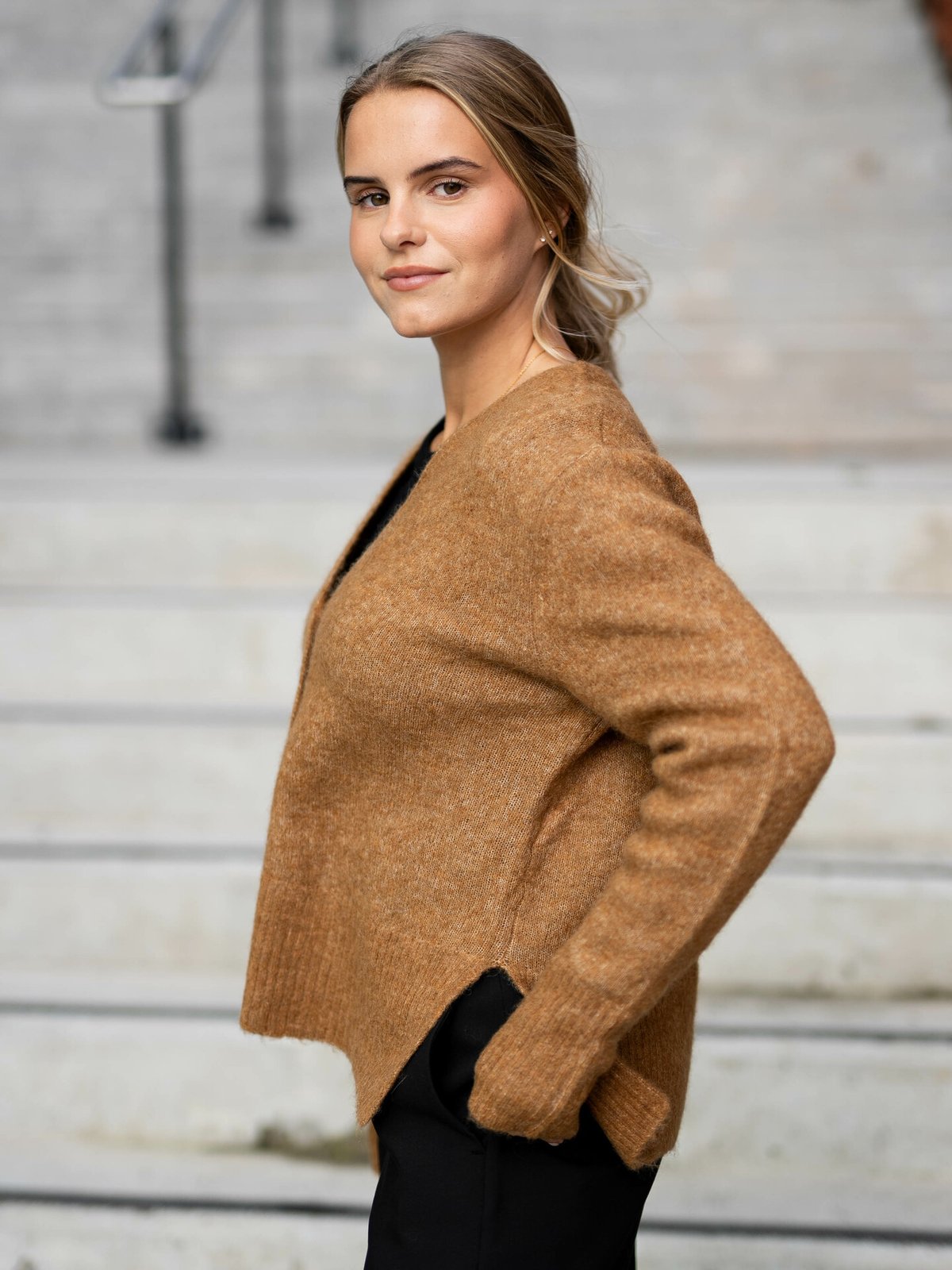 Y.A.S Nello Long Sleeve Knit Cardigan Rubber Melange