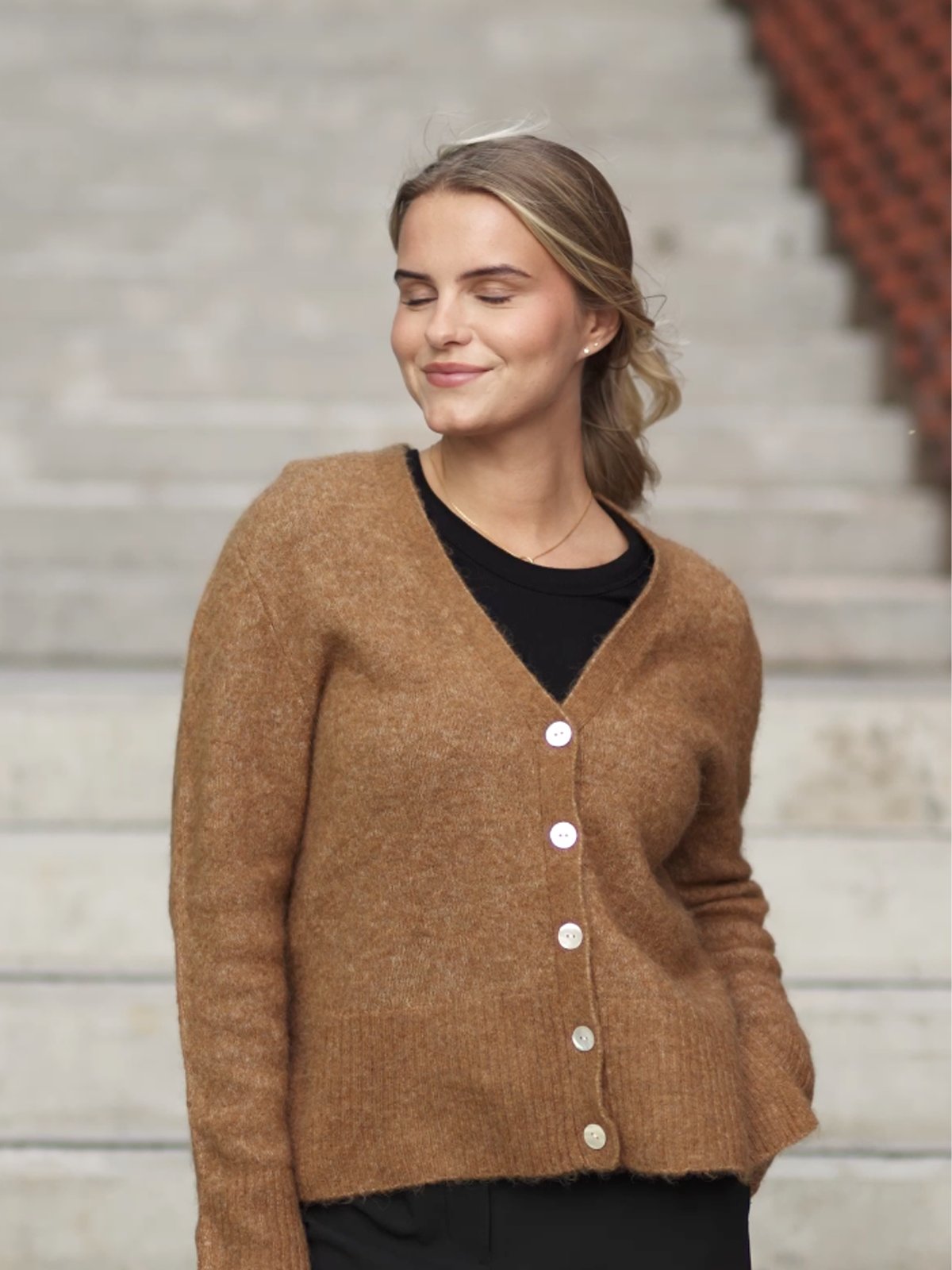 Y.A.S Nello Long Sleeve Knit Cardigan Rubber Melange