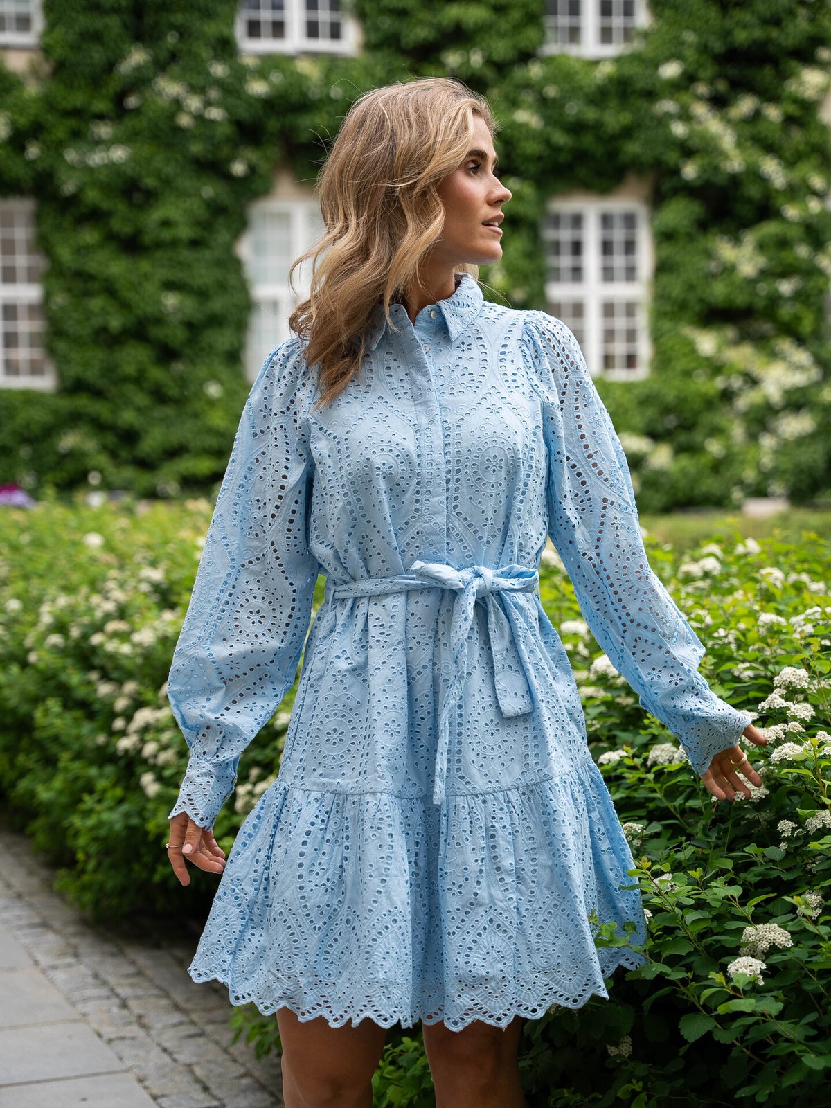 Y.A.S Holi Long Sleeve Belt Dress Clear Sky