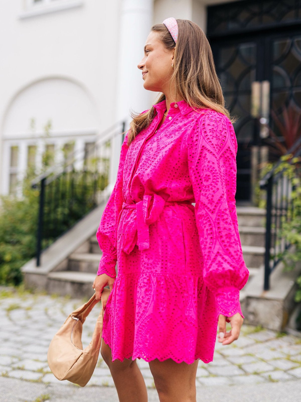 Y.A.S Holi Long Sleeve Belt Dress Fuchsia