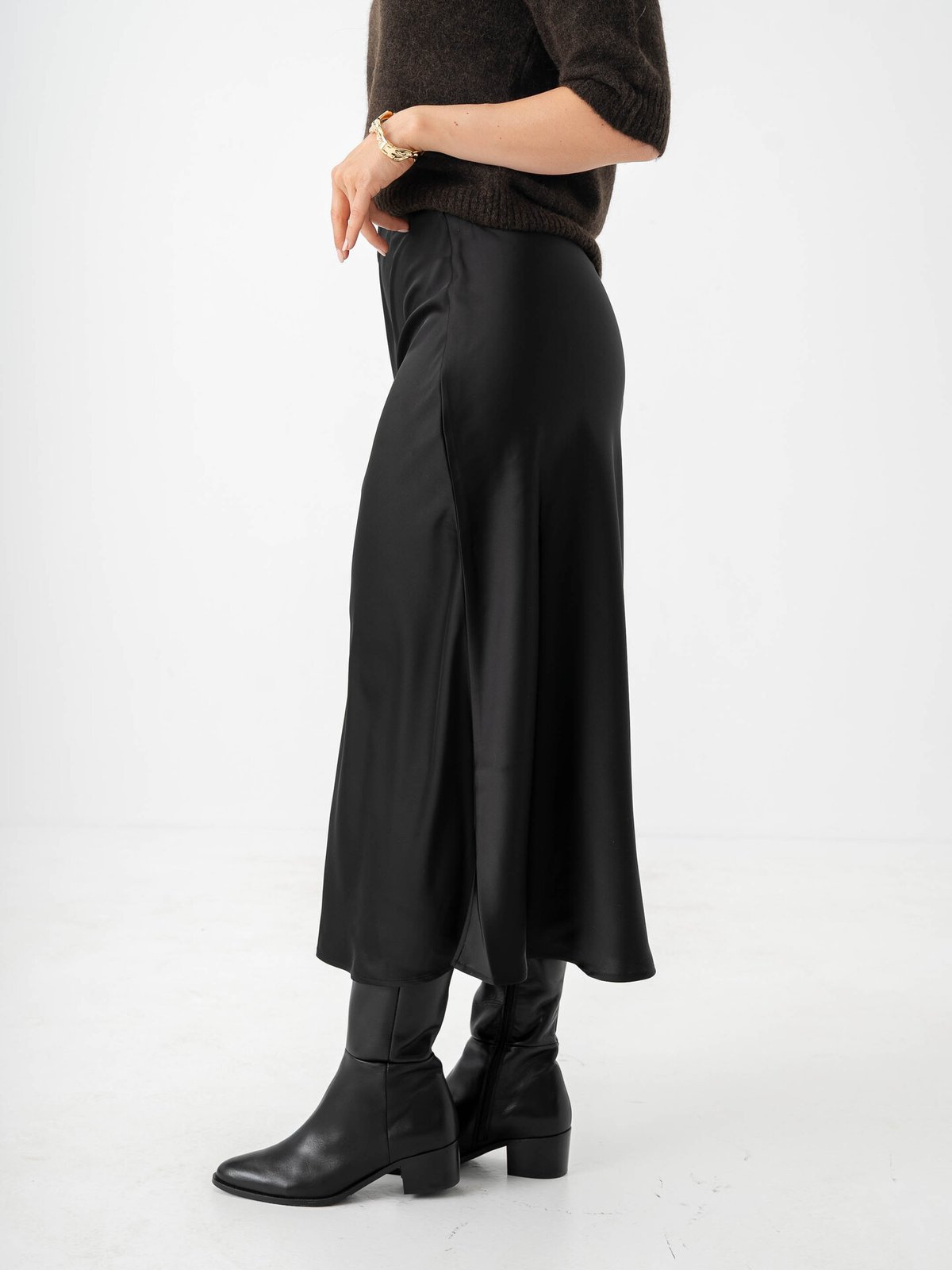 Y.A.S Pella High Waist Midi Skirt Black