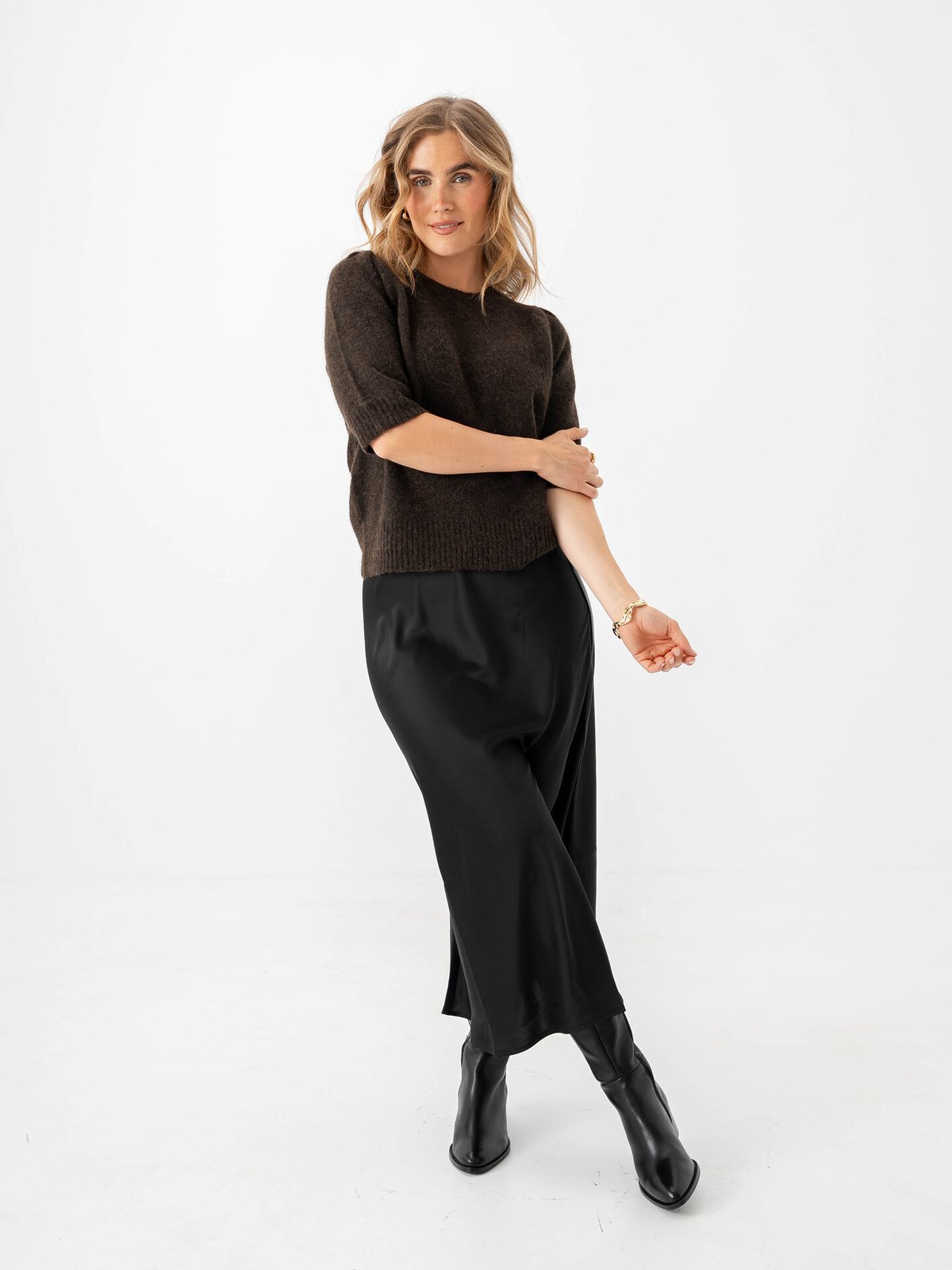 Y.A.S Pella High Waist Midi Skirt Black