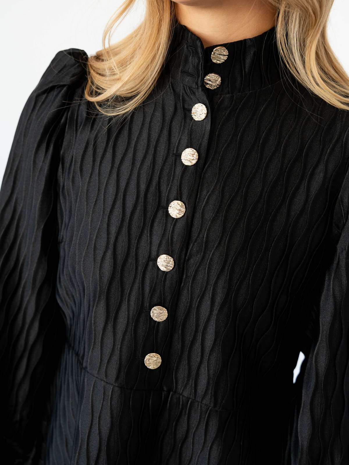 Y.A.S Ripple Long Sleeve Dress Black