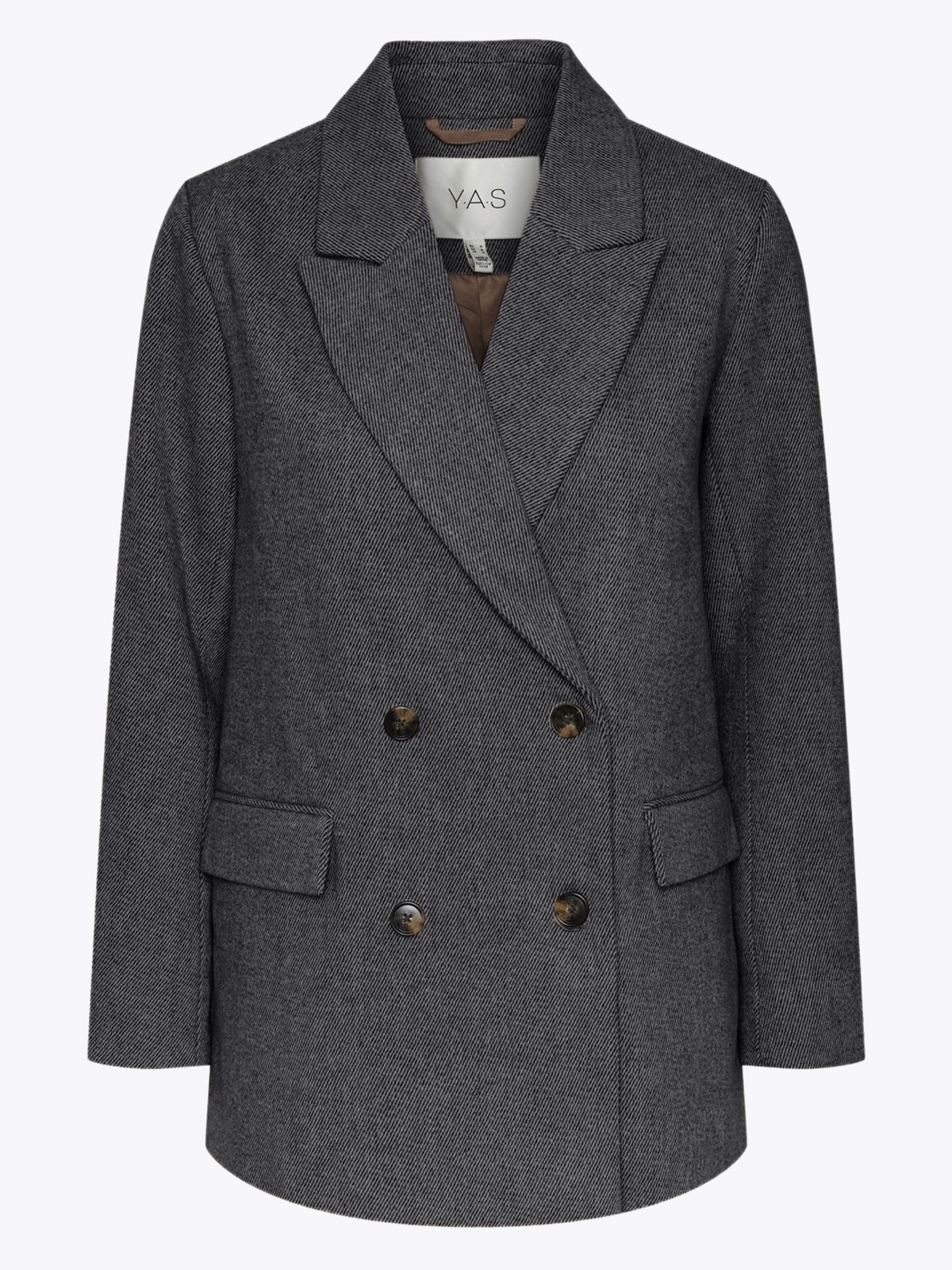 Y.A.S Summer Long Sleeve Wool Mix Blazer Grey Melange