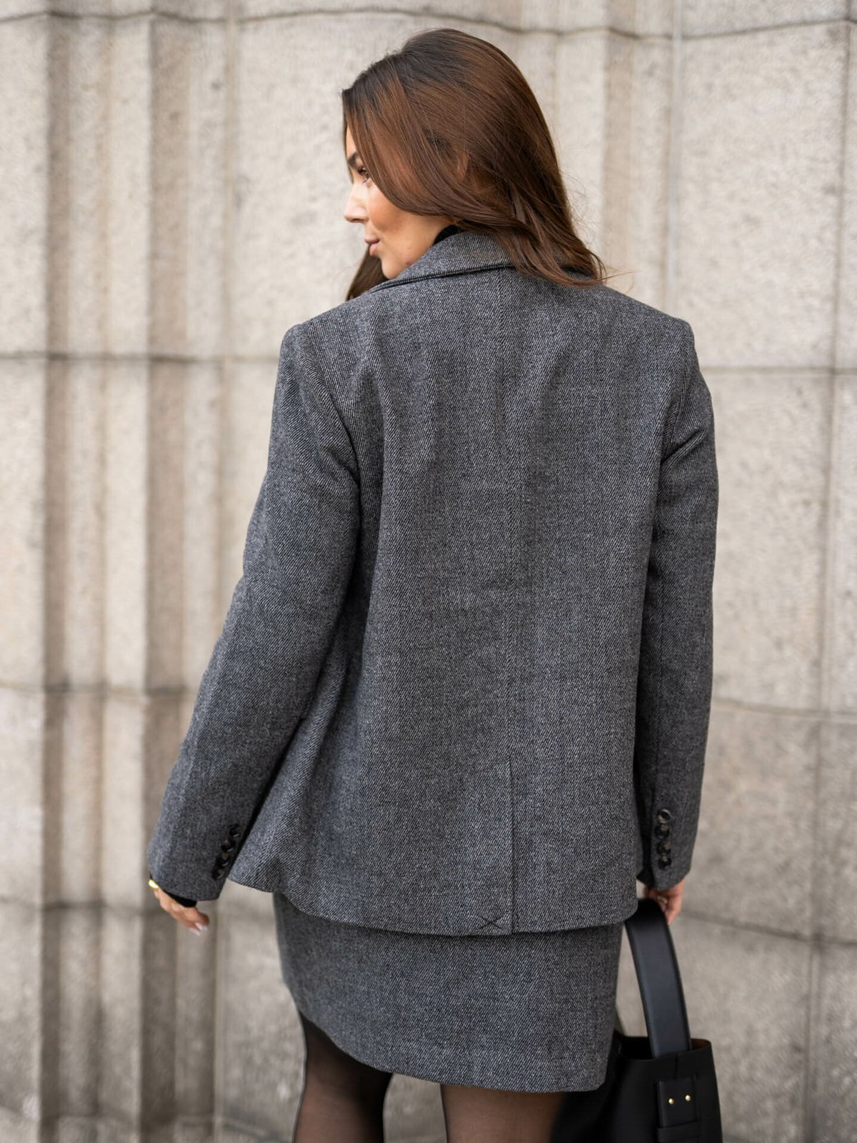 Y.A.S Summer Long Sleeve Wool Mix Blazer Grey Melange