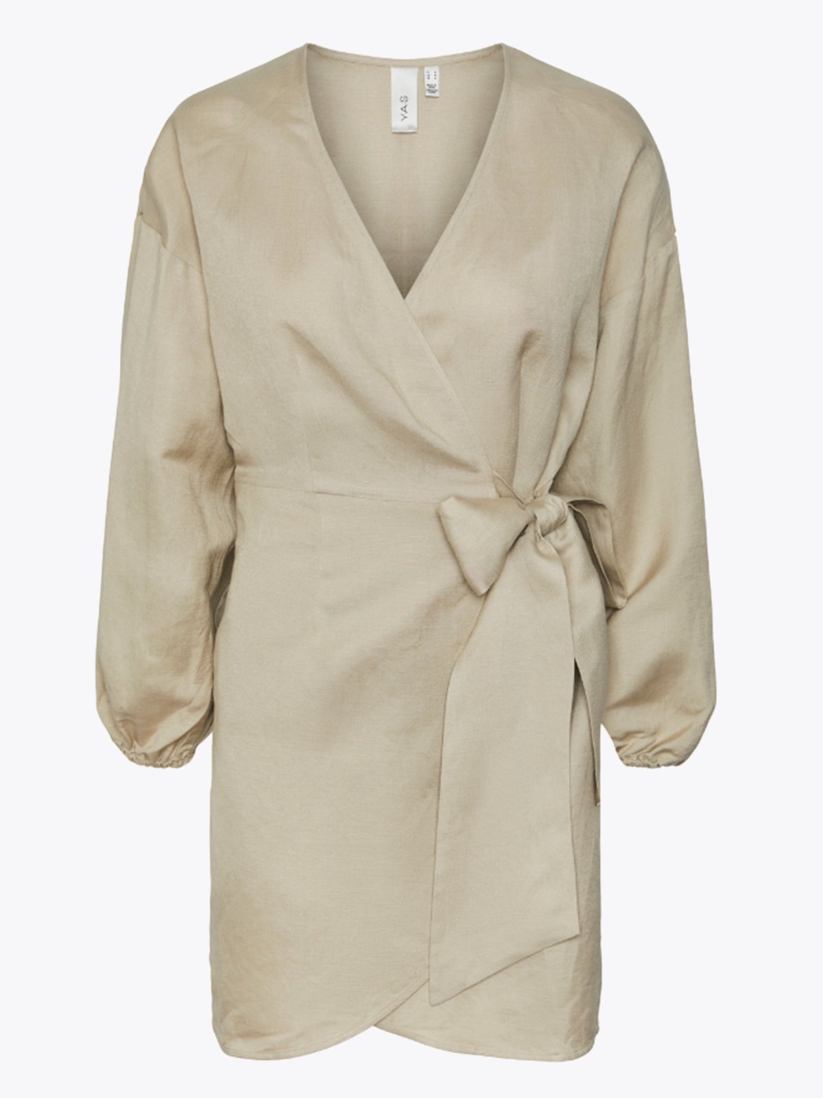 Y.A.S Heat Long Sleeve Linen Wrap Dress Birch