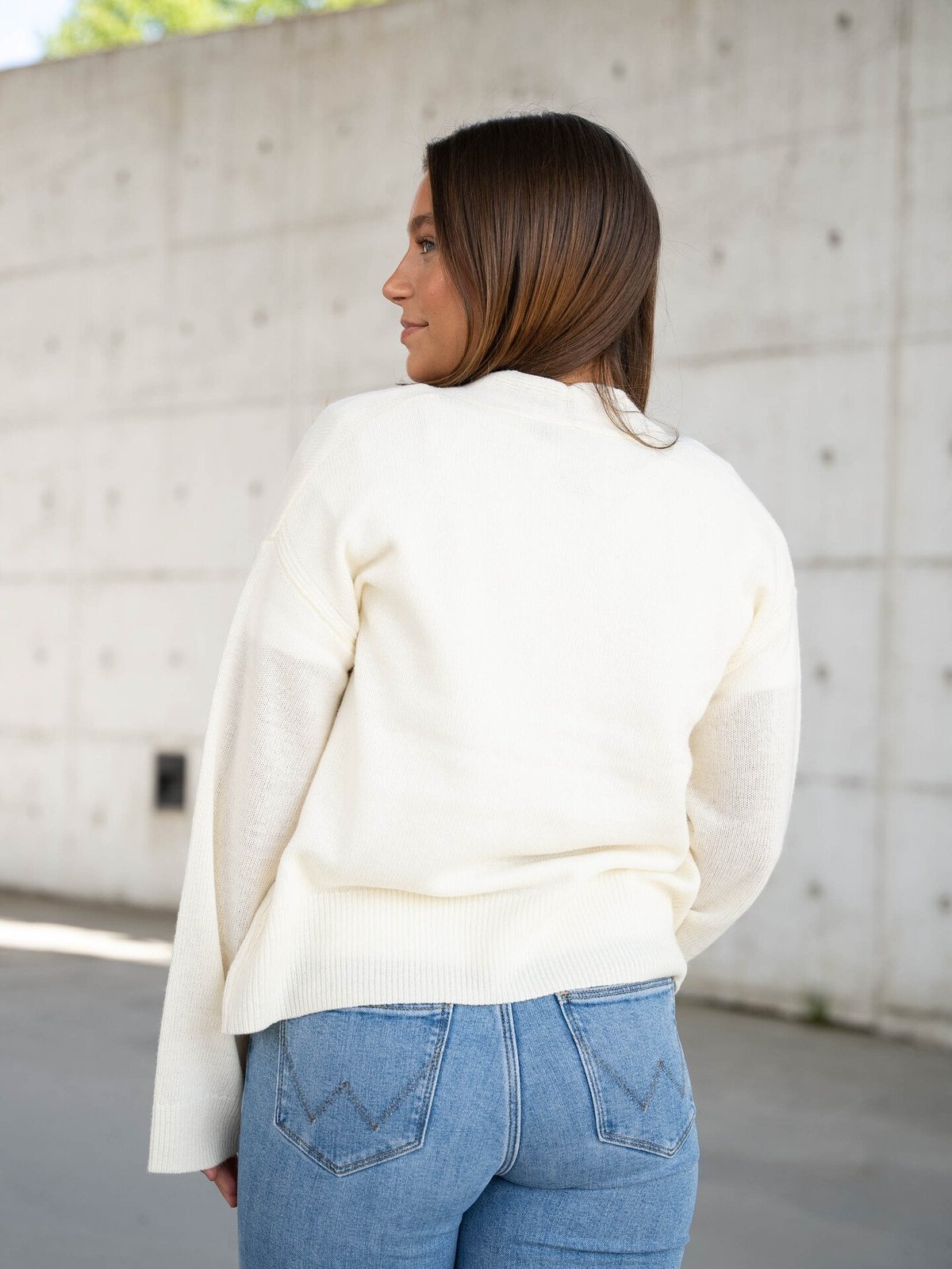 Y.A.S Frido Long Sleeve Wide Knit Cardigan Birch