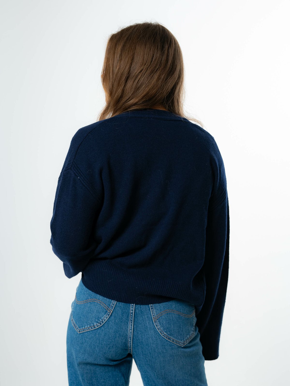 Y.A.S Frido Long Sleeve Wide Knit Cardigan Night Sky