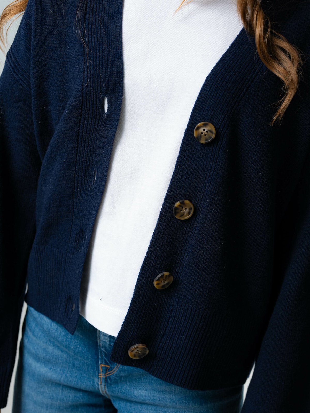 Y.A.S Frido Long Sleeve Wide Knit Cardigan Night Sky