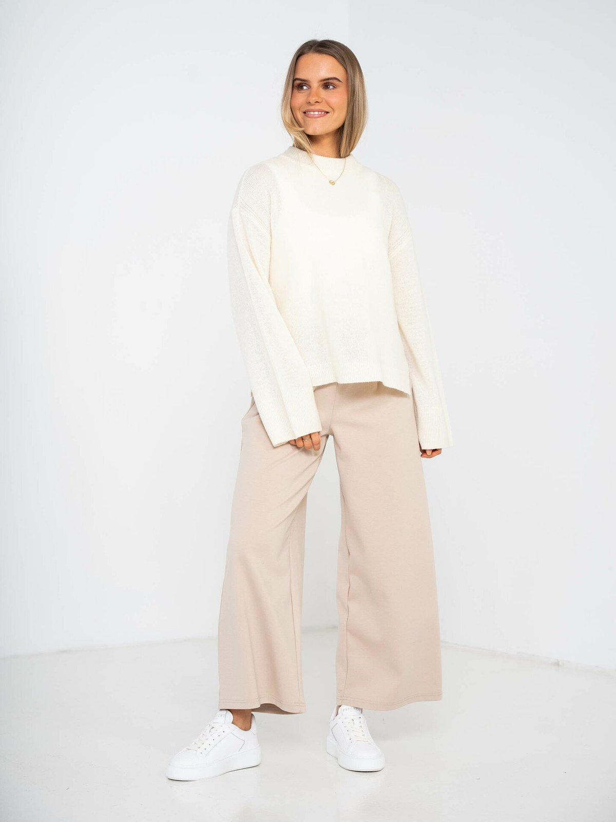 Y.A.S Frido Long Sleeve Wide Knit Pullover Birch