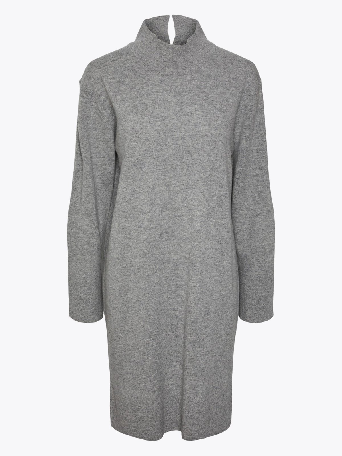 Y.A.S Emilie Long Sleeve High Neck Knit Dress Light Grey Melange