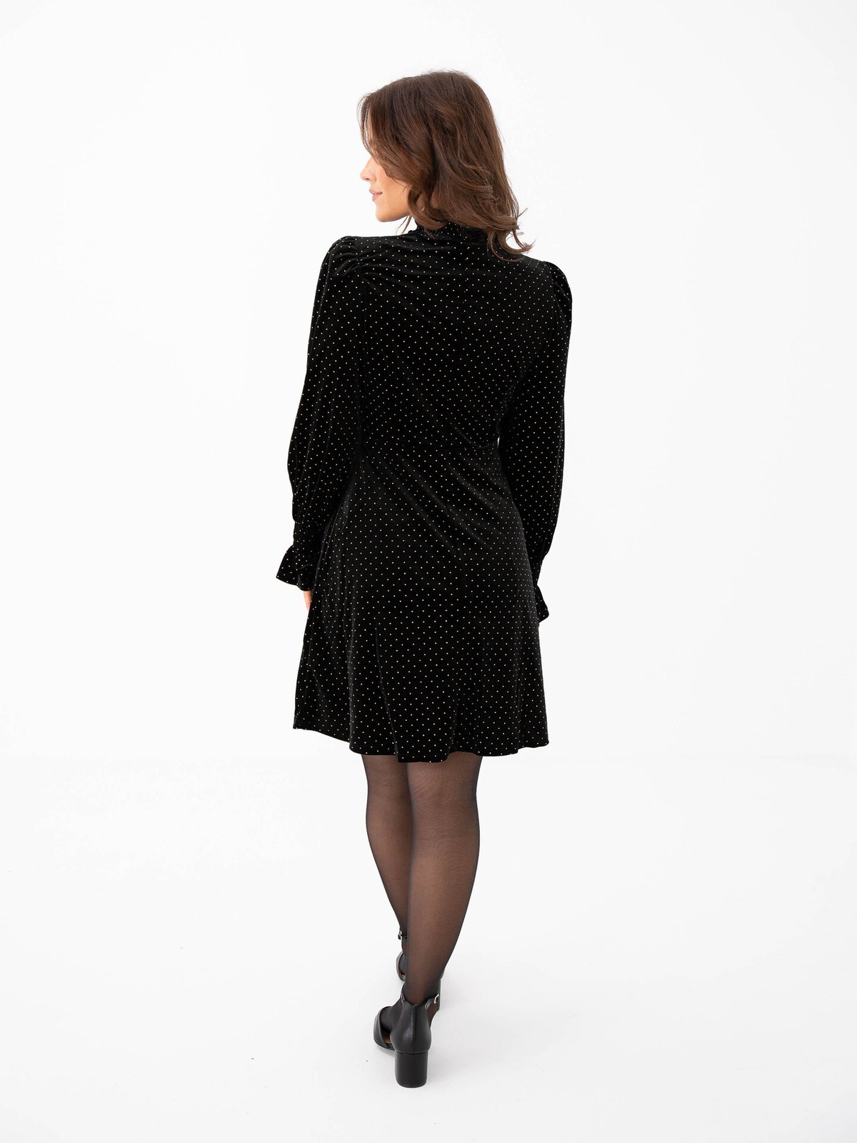 Y.A.S Riva Long Sleeve High Neck Velvet Dress Black