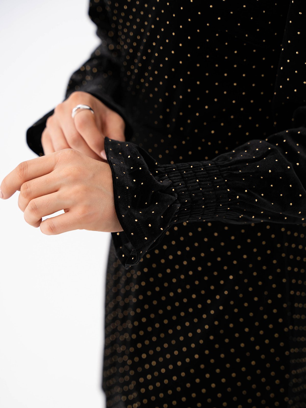 Y.A.S Riva Long Sleeve High Neck Velvet Dress Black