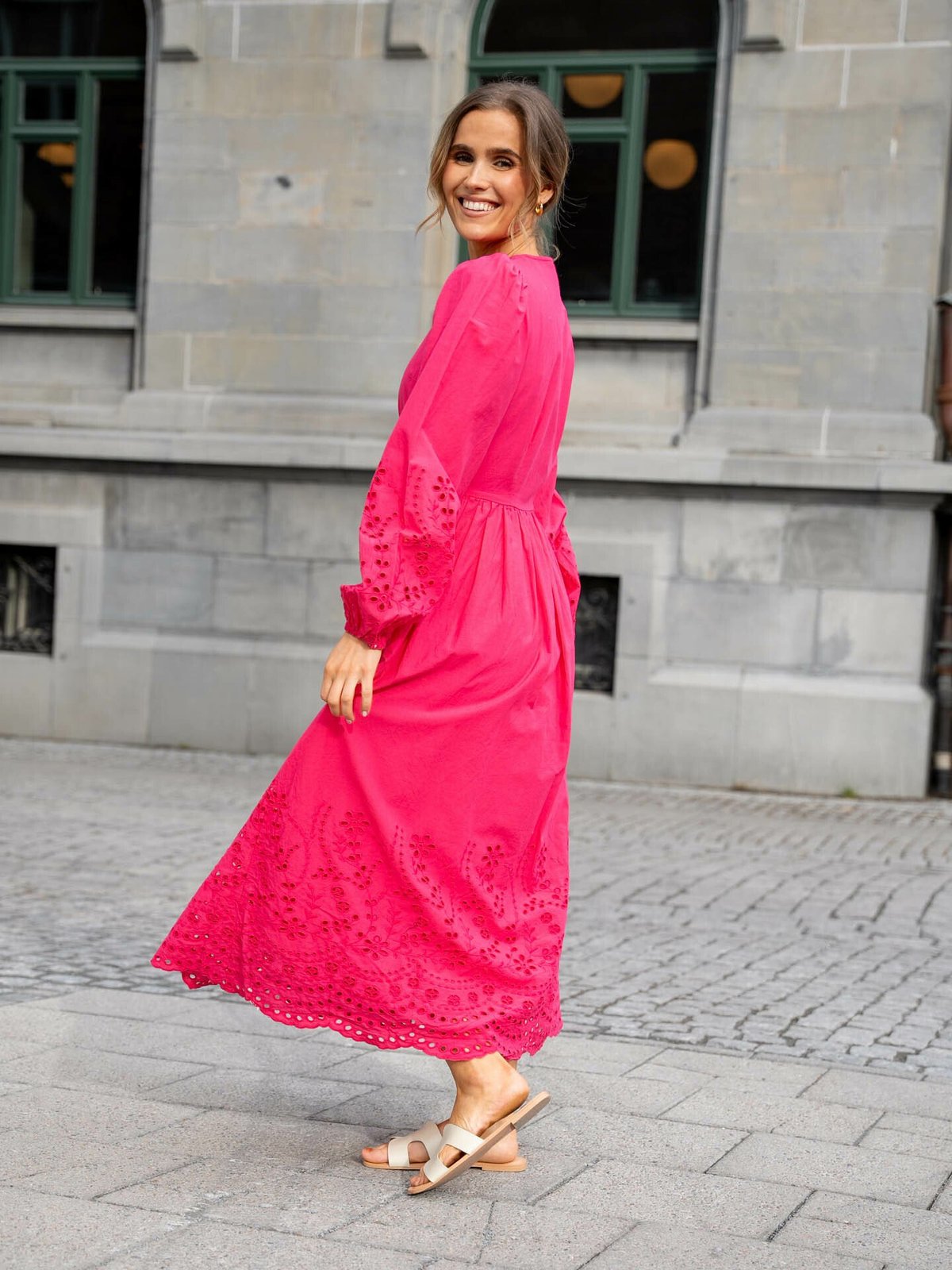 Y.A.S Luma Long Sleeve Long Wrap Dress Raspberry Sorbet