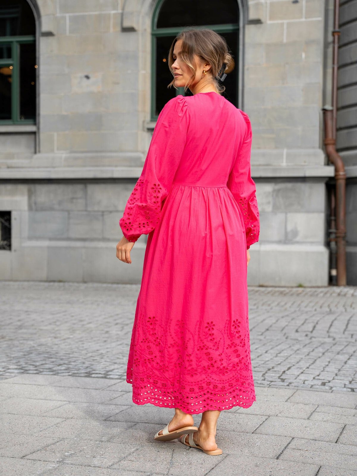 Y.A.S Luma Long Sleeve Long Wrap Dress Raspberry Sorbet