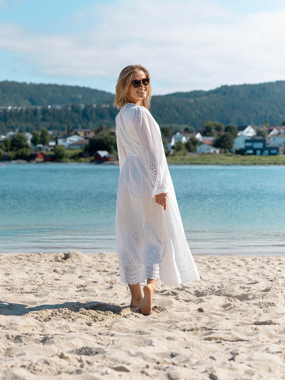 Y.A.S Luma Long Sleeve Long Wrap Dress Star White