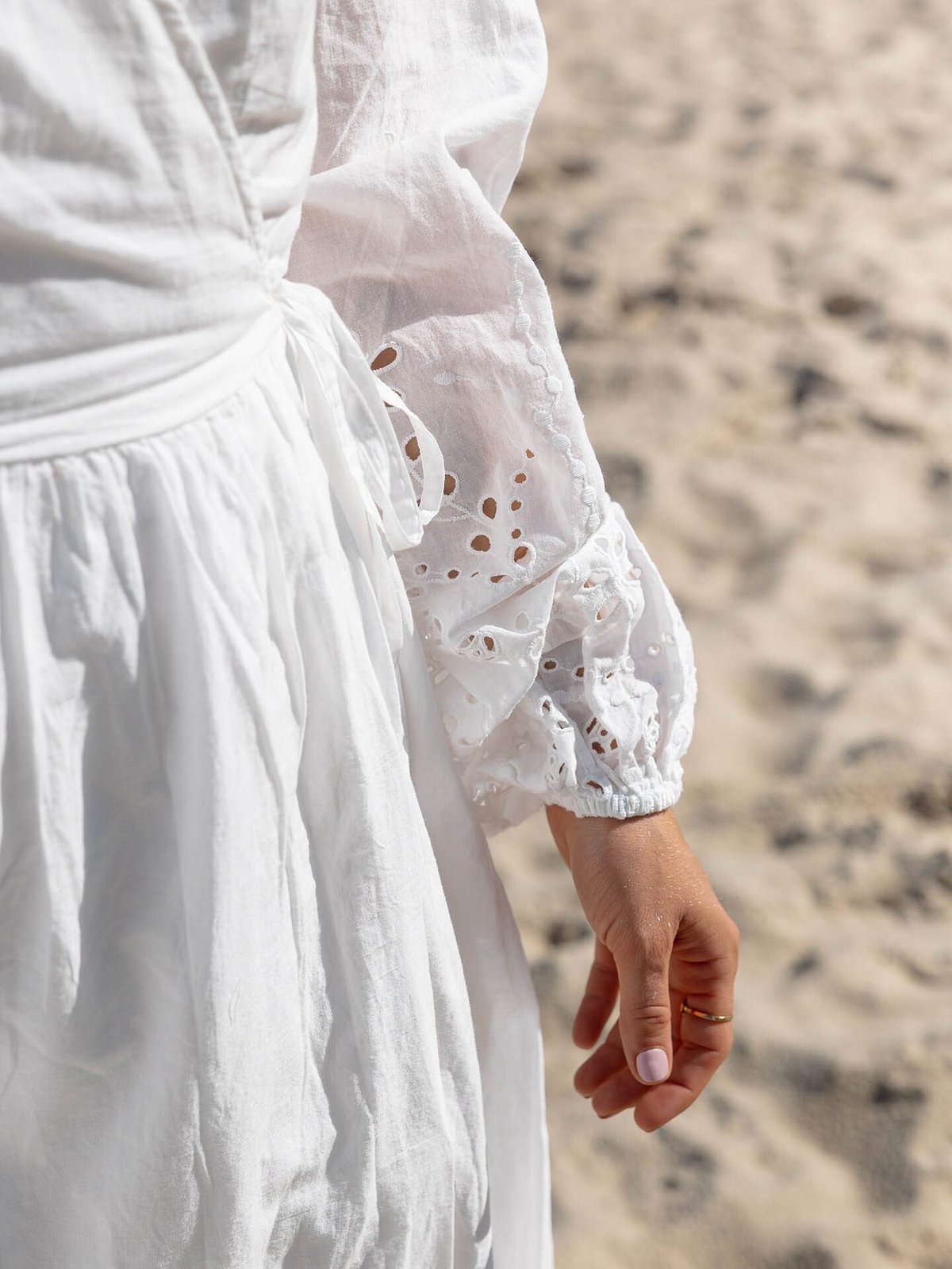 Y.A.S Luma Long Sleeve Long Wrap Dress Star White