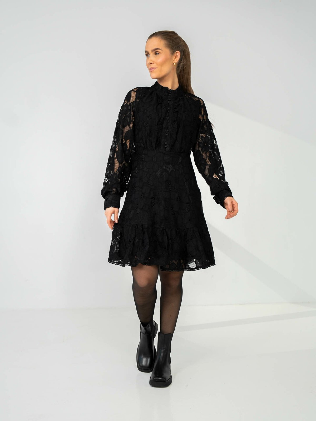 Y.A.S Stilla Long Sleeve Lace dress Black