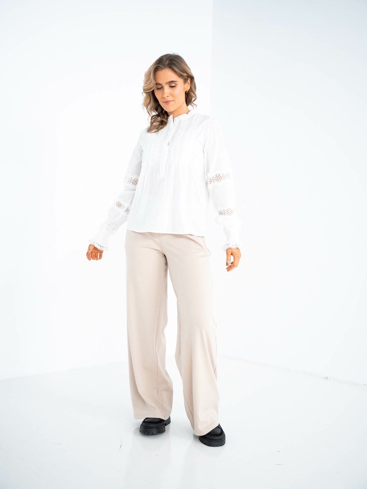 Y.A.S Nelsa Long Sleeve Top Star White