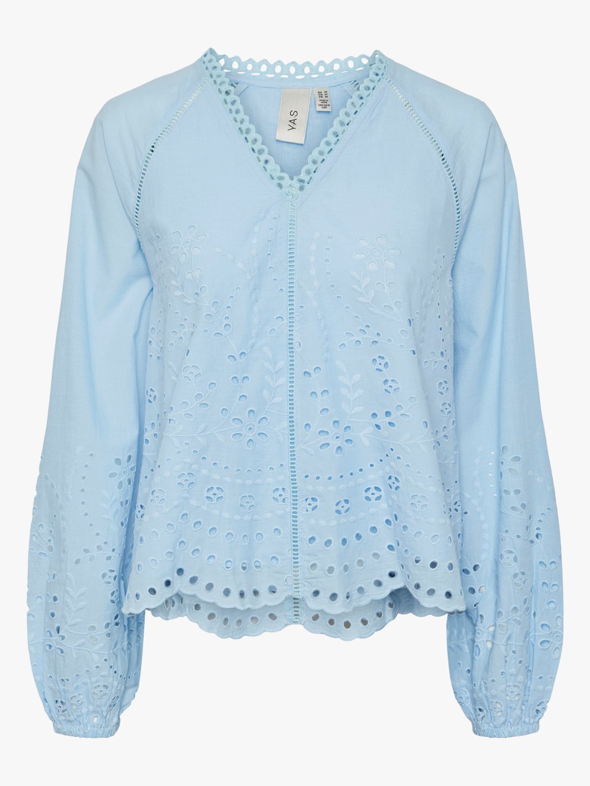 Y.A.S Luma Long Sleeve V-Neck Top Clear Sky