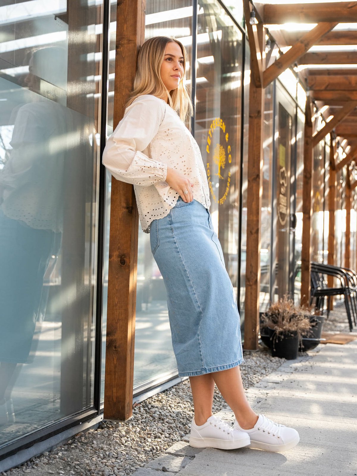 Y.A.S Luma Long Sleeve V-Neck Top Whitecap Grey