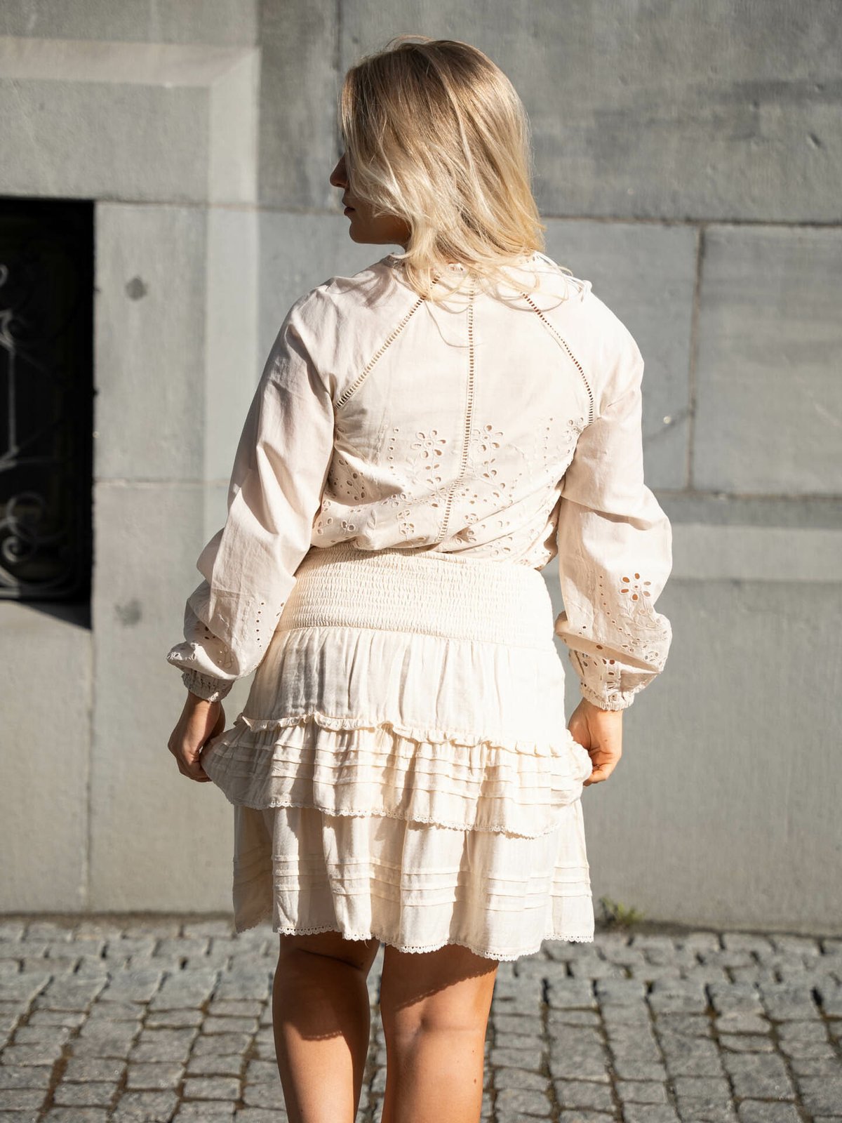 Y.A.S Luma Long Sleeve V-Neck Top Whitecap Grey