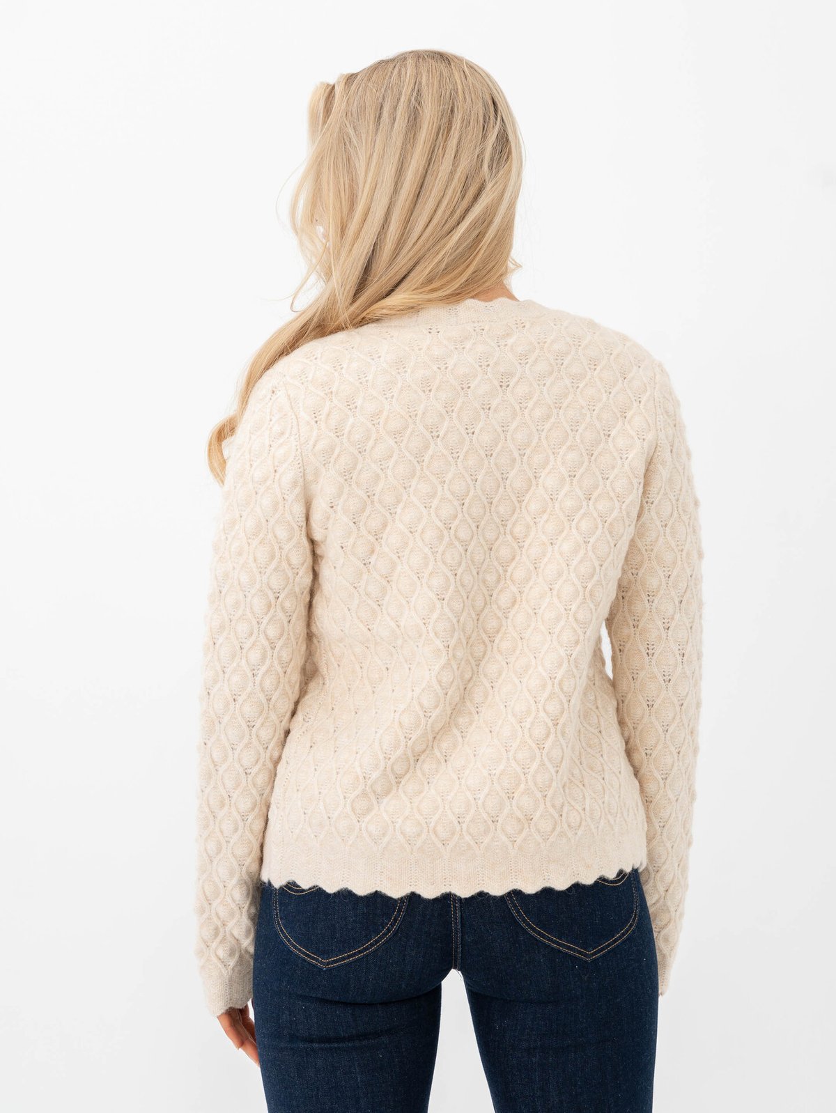 Y.A.S Bubble Long Sleeve Knit Cardigan Birch