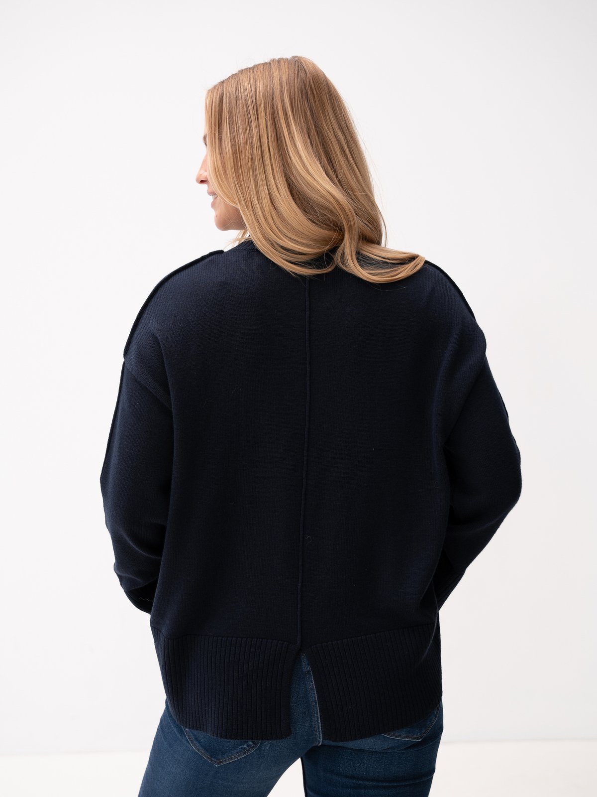 Y.A.S Babette Long Sleeve Knit Pullover Navy Blazer