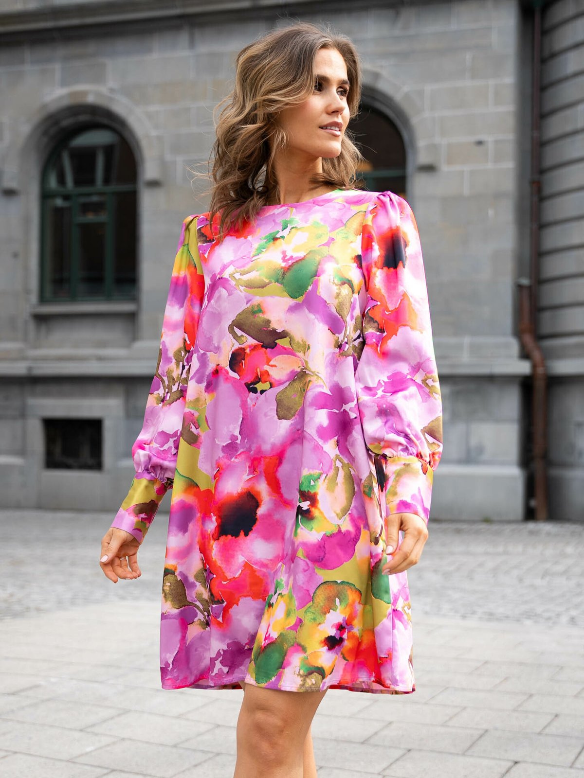 Y.A.S Lingo Long Sleeve Dress Pastel Lavender Lingo print