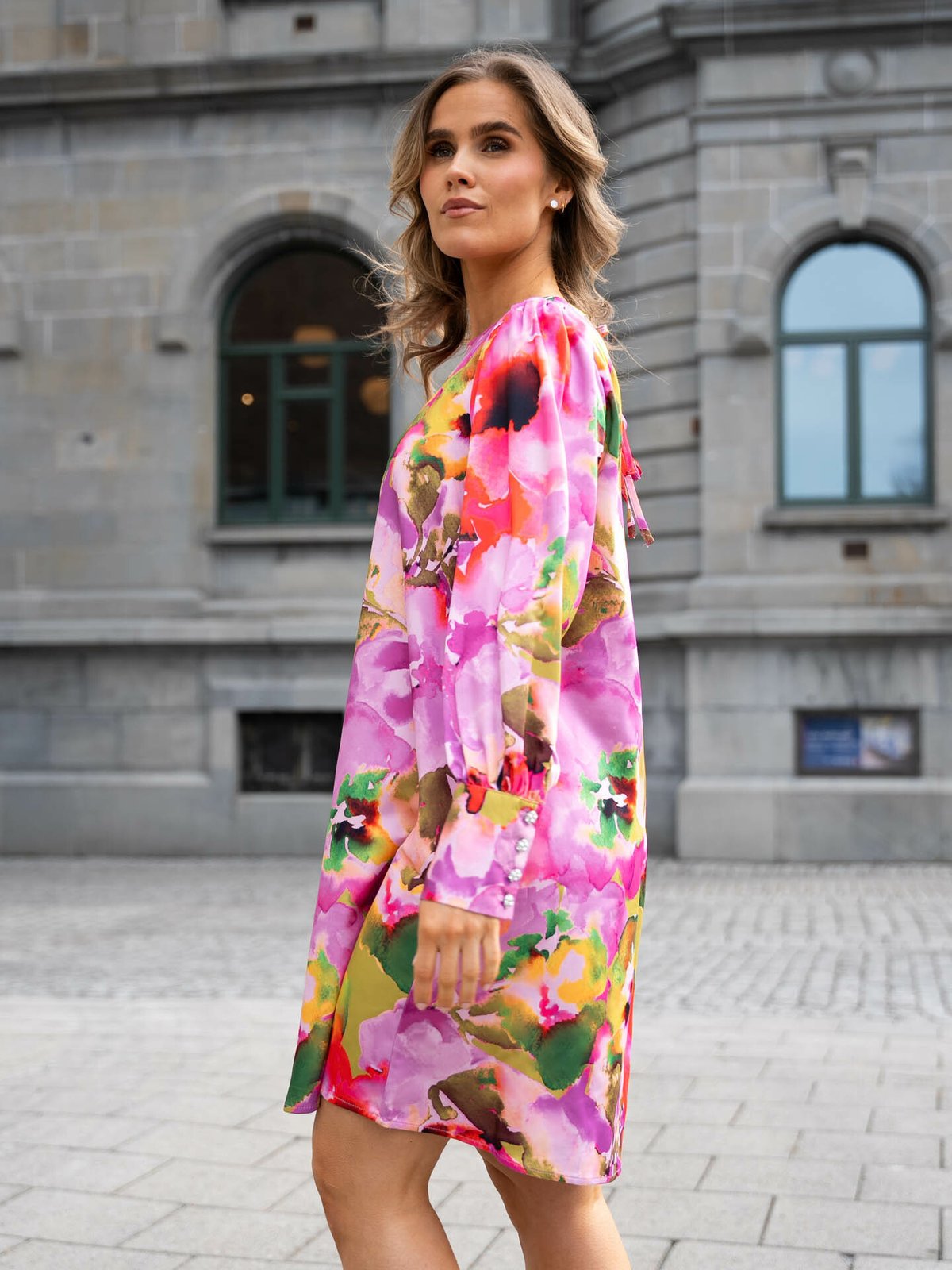Y.A.S Lingo Long Sleeve Dress Pastel Lavender Lingo print