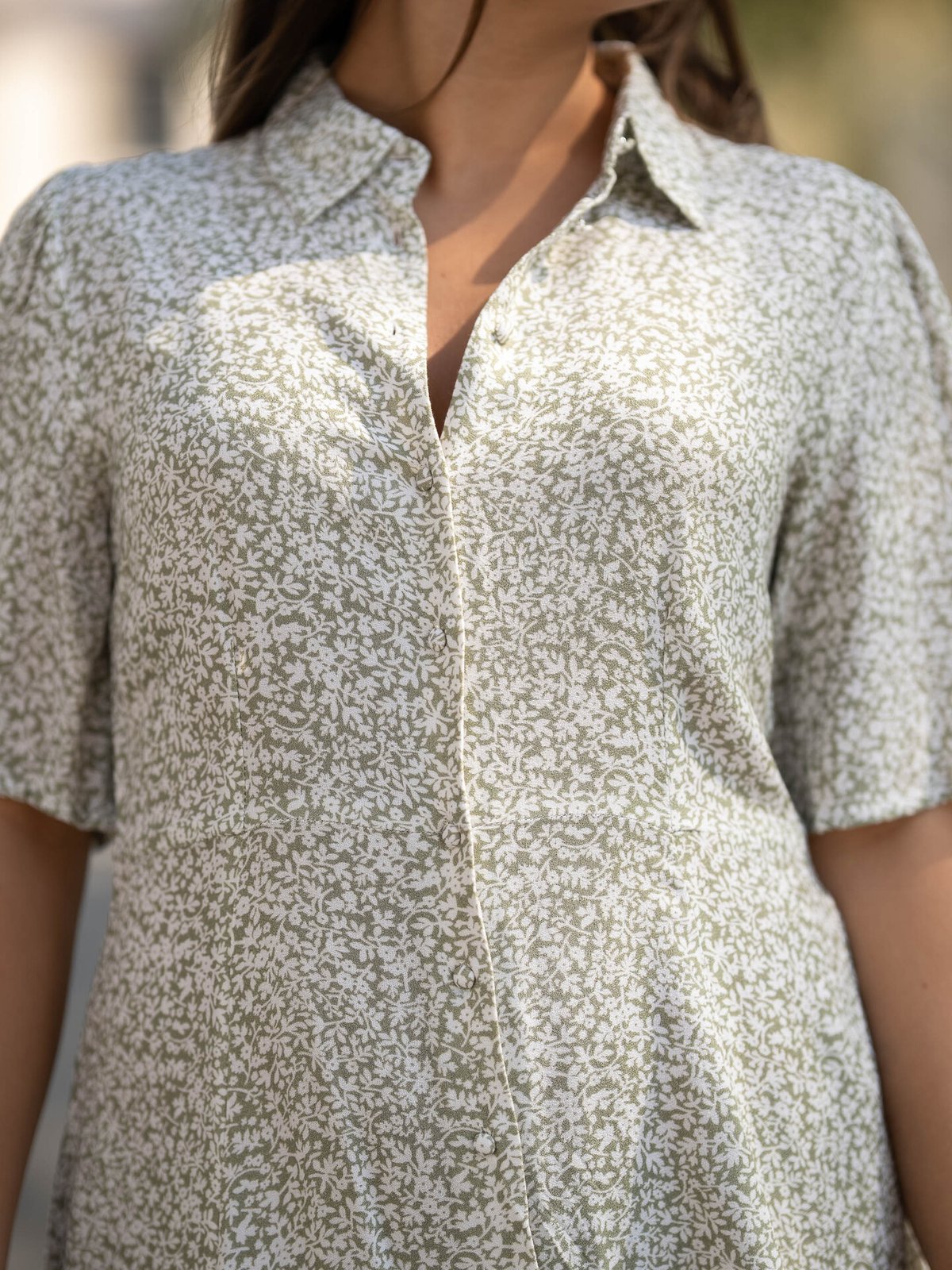 Y.A.S Zeleo 2/4 Shirt Dress Oil Green Zeleo print