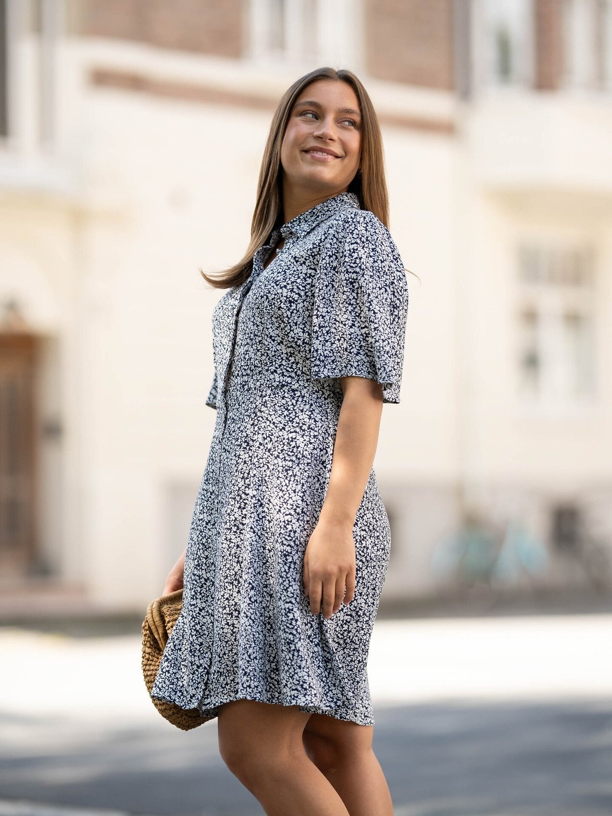 Y.A.S Zeleo 2/4 Shirt Dress Navy Blue Zeleo print