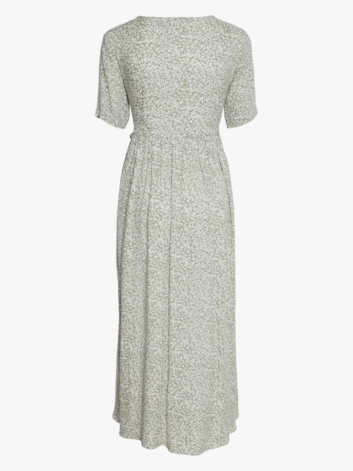 Y.A.S Zeleo Short Sleeve Long Wrap Dress Oil Green/AOP Zeleo print