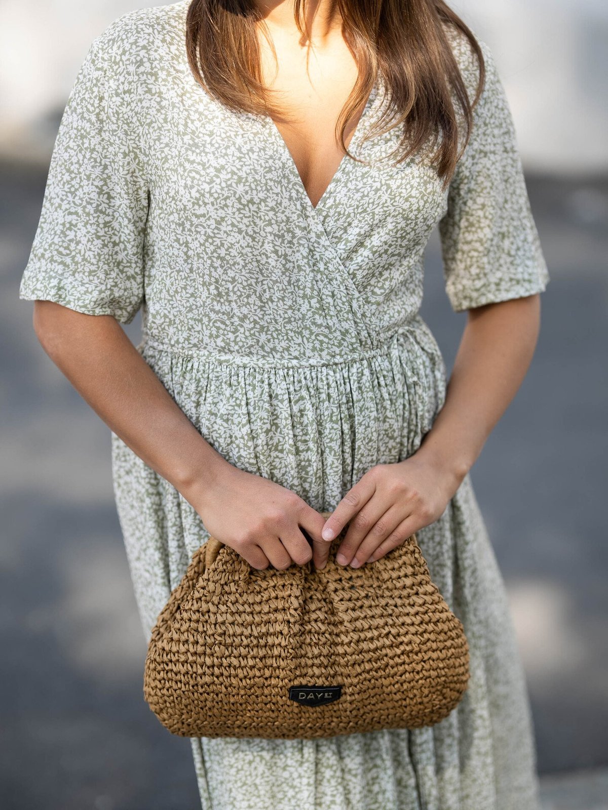 Y.A.S Zeleo Short Sleeve Long Wrap Dress Oil Green/AOP Zeleo print