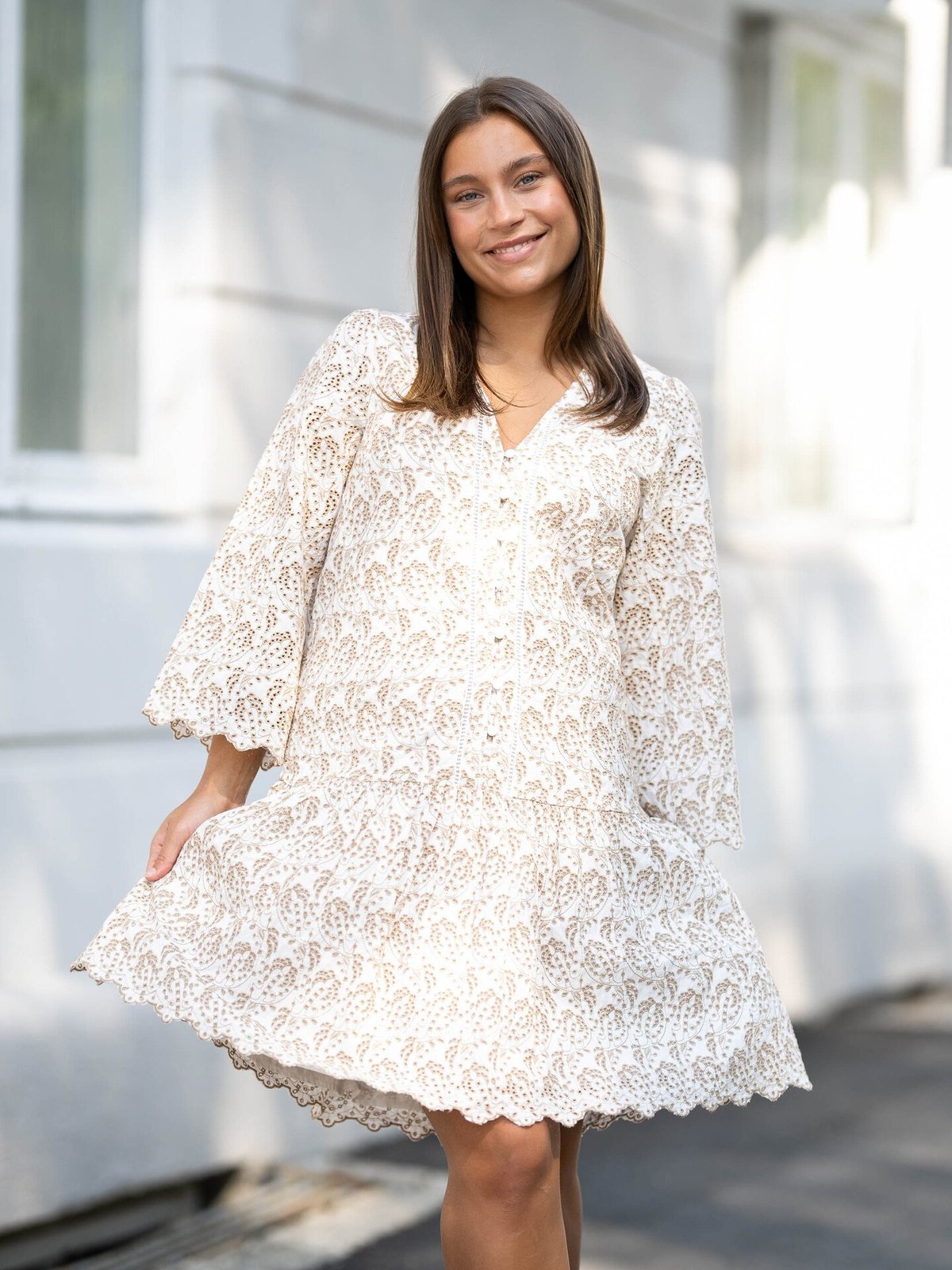 Y.A.S Aprilla 3/4 Dress Star White