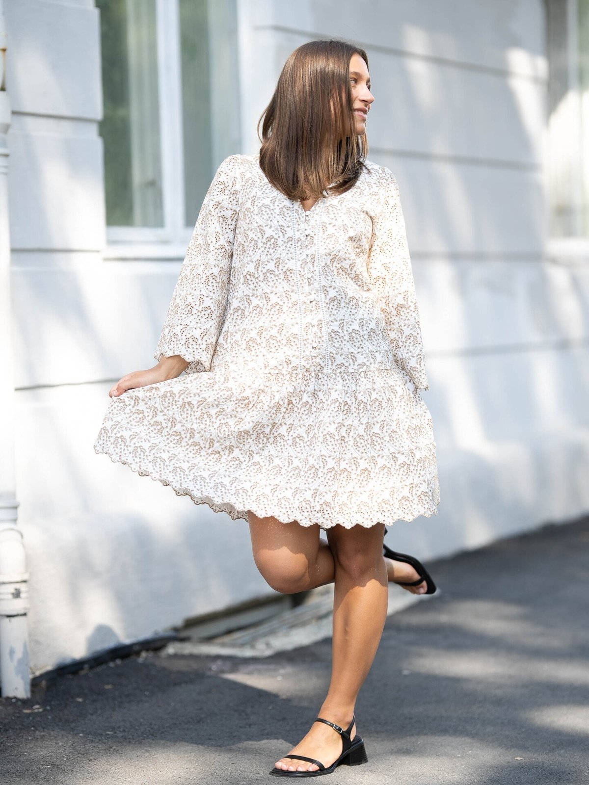 Y.A.S Aprilla 3/4 Dress Star White