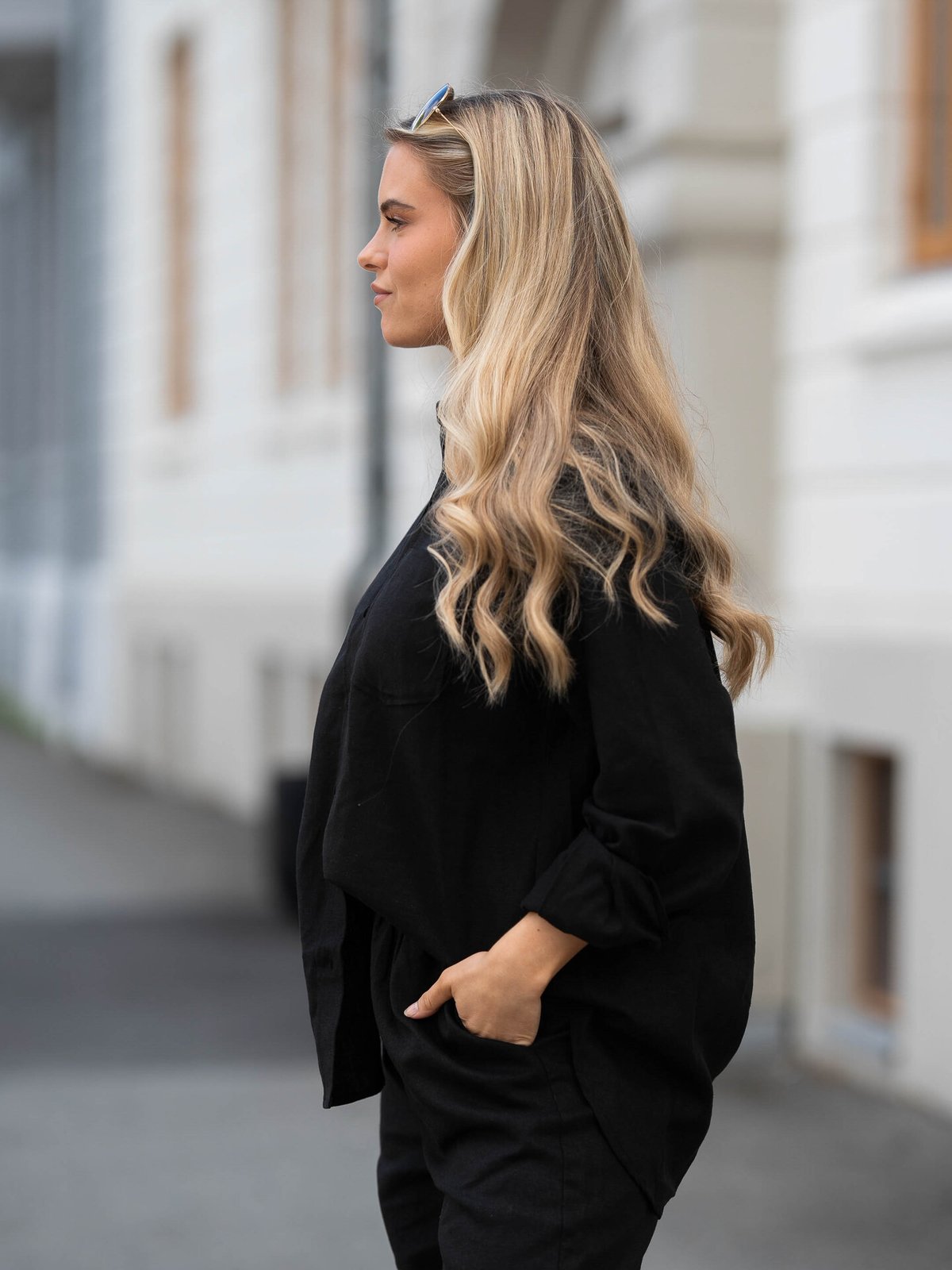 Y.A.S Flaxy Long Sleeve Linen Shirt Black