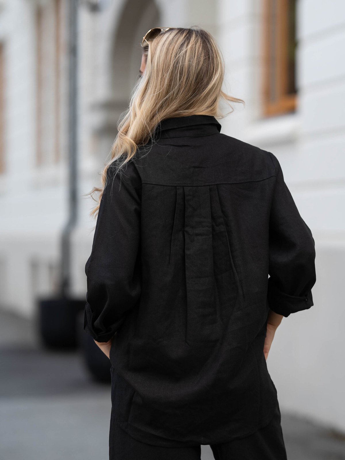 Y.A.S Flaxy Long Sleeve Linen Shirt Black