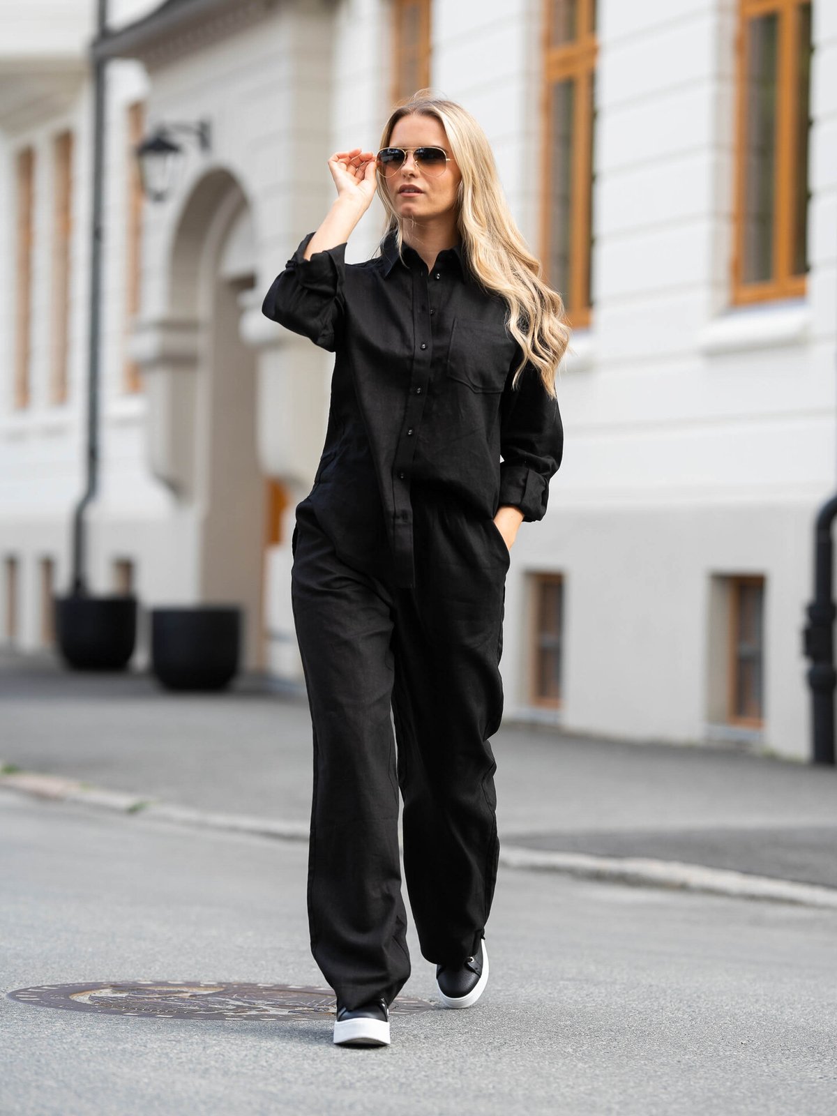 Y.A.S Flaxy Long Sleeve Linen Shirt Black