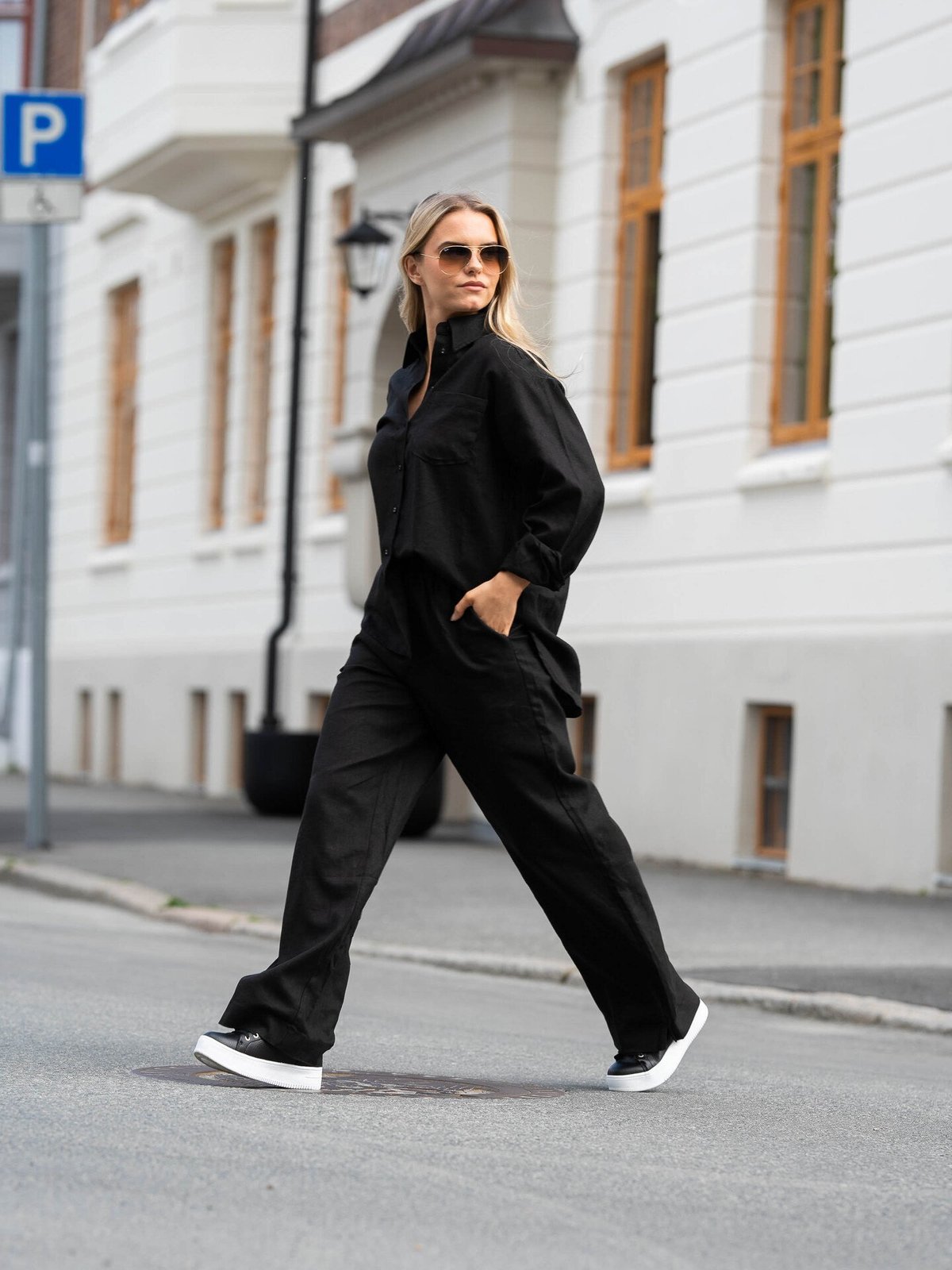 Y.A.S Flaxy Long Sleeve Linen Shirt Black