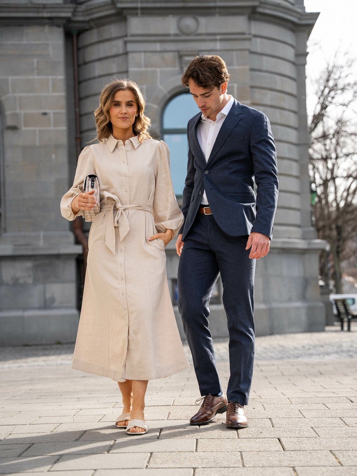 Y.A.S Flaxy 3/4 Linen Shirt Dress Birch