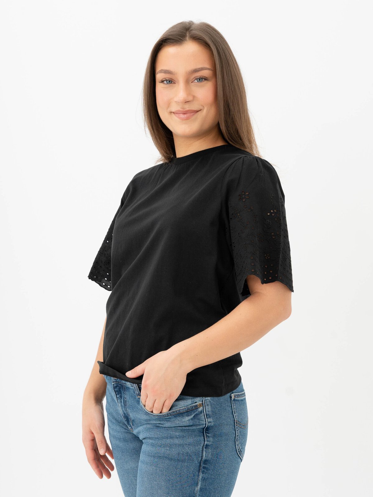 Y.A.S Lex Short Sleeve Top Black