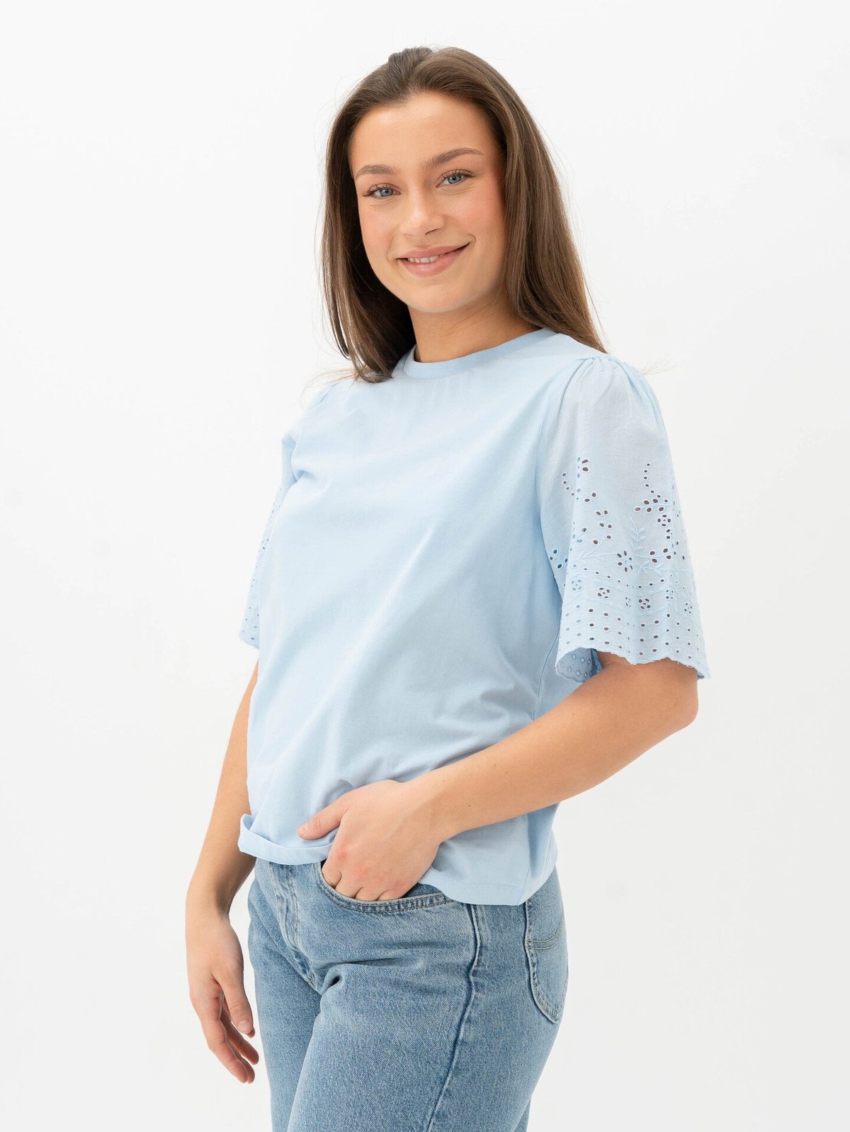 Y.A.S Lex Short Sleeve Top Clear Sky