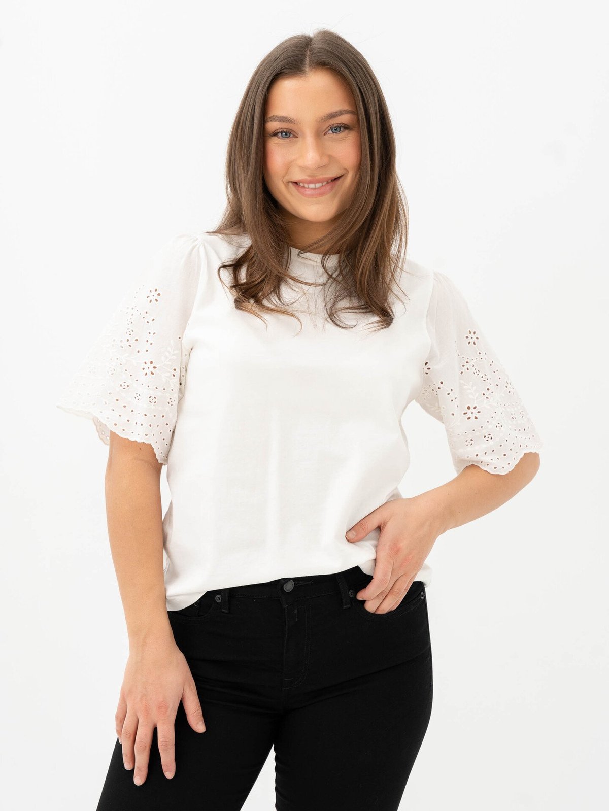 Y.A.S Lex Short Sleeve Top Star White