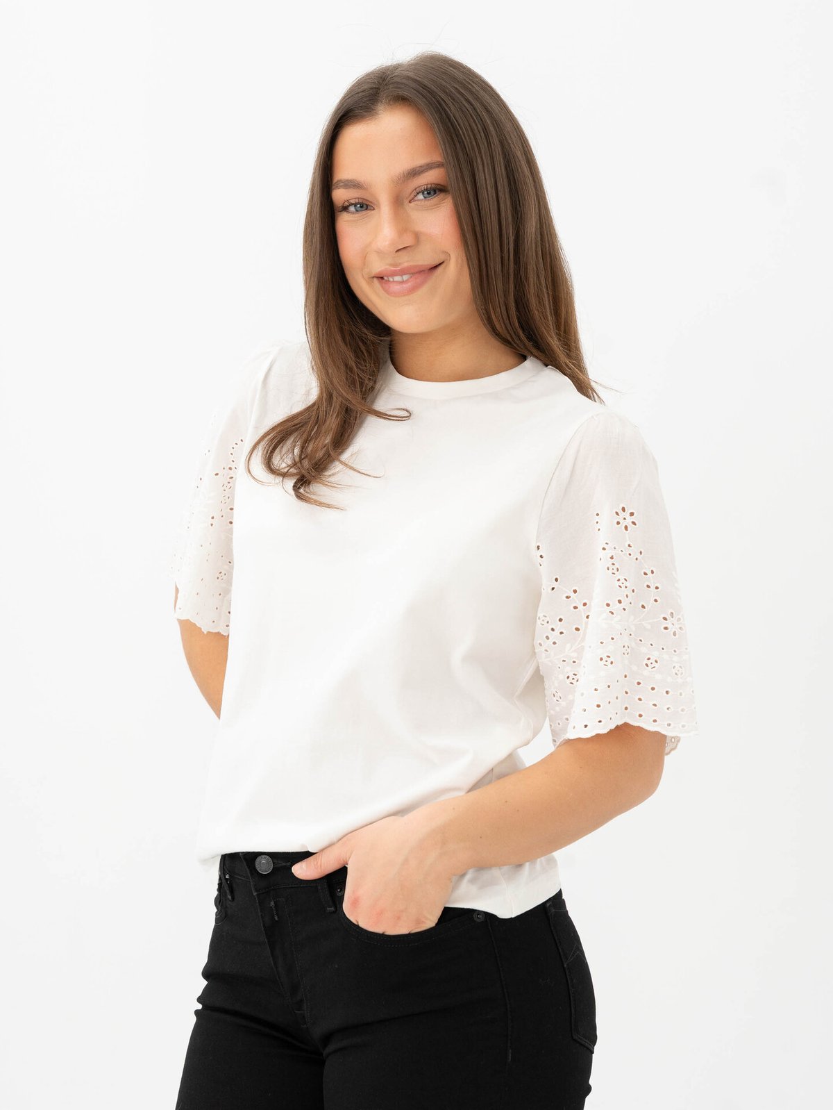 Y.A.S Lex Short Sleeve Top Star White