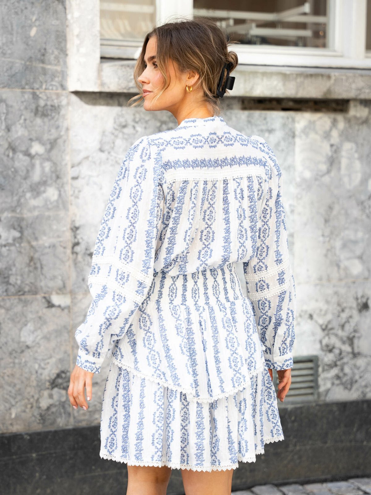 Y.A.S Tovina Long Sleeve Shirt Star White/ AOP Tovina Print