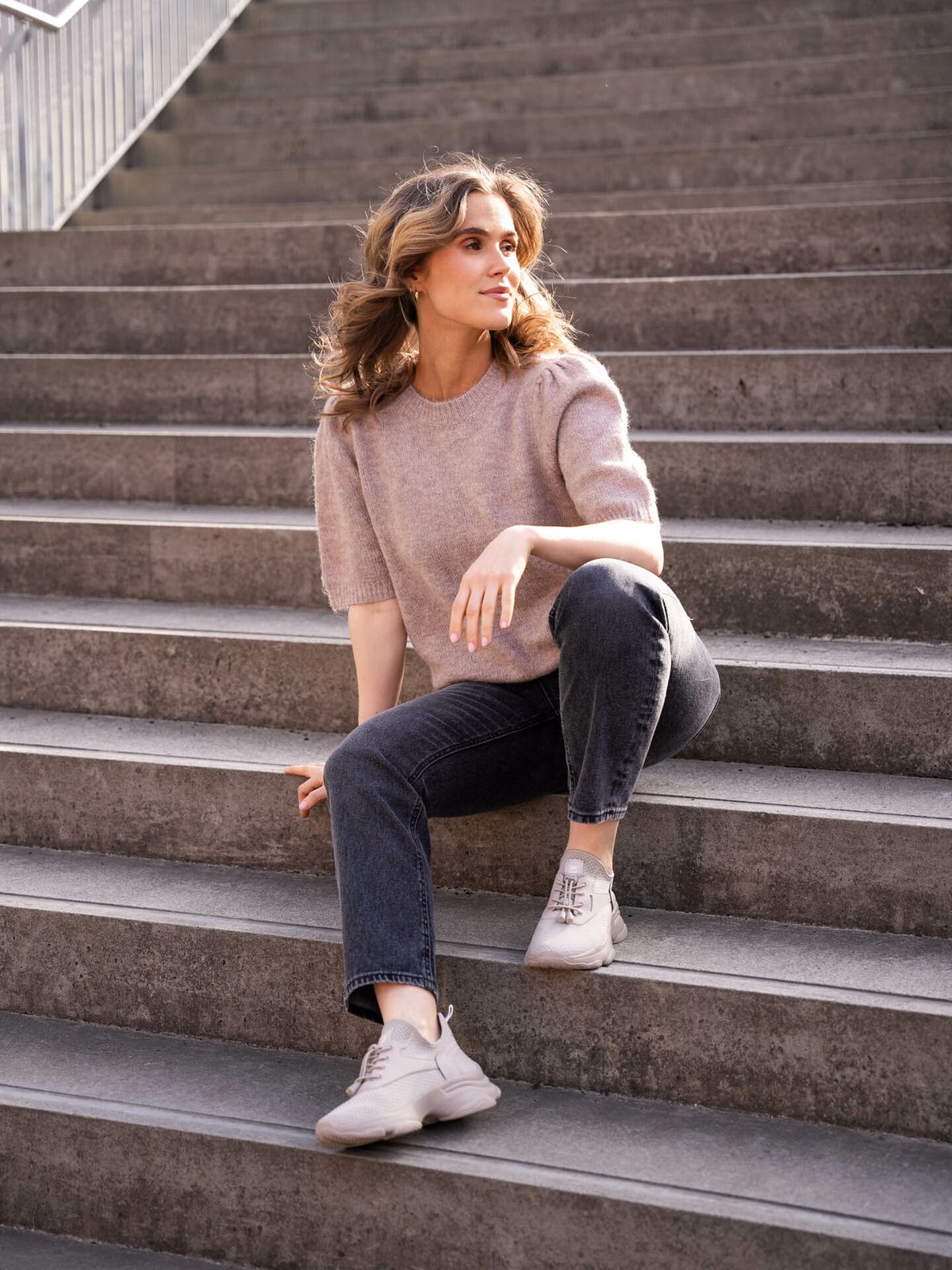 Y.A.S Anne Short Sleeve Knit Pullover Fungi