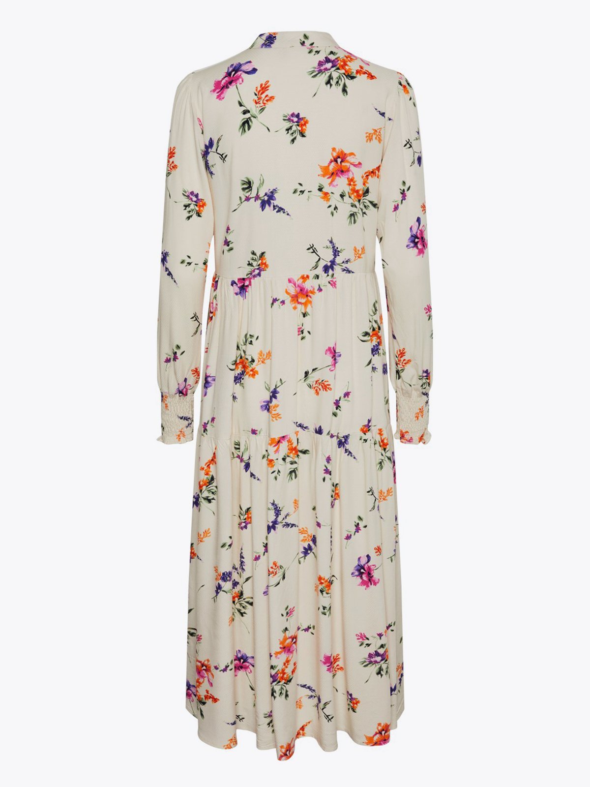 Y.A.S Asina Long Sleeve Long Shirt Dress Whitecap Gray Botanica Print